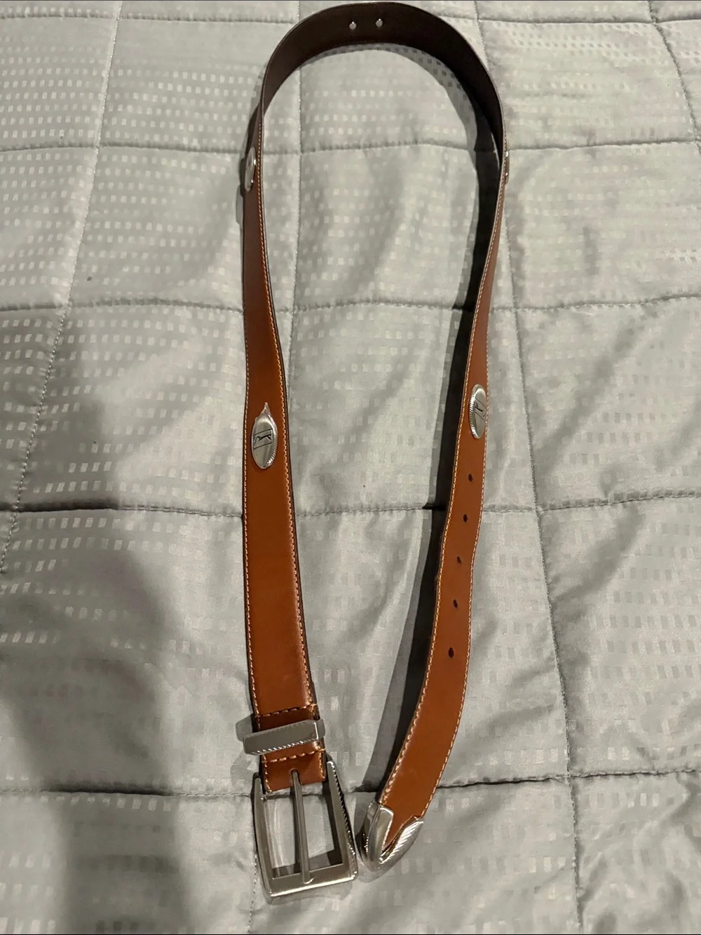 PGA set of 2 Black and Brown 50” Leather Belt set with Silver Oval Accents